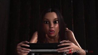 Hardcore in the basement! A sexy horny tranny girl has hard anal sex
