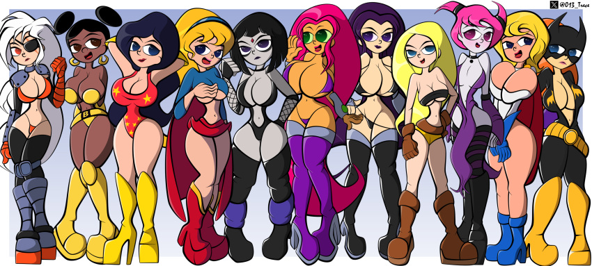 11girls 6+girls alien alien_girl alien_humanoid batgirl batman_(series) big_breasts bimbo blackfire bumblebee cartoon_network dc female female_only goth group high_boots high_heels huge_breasts humanoid jinx latex multiple_girls navel oppai pink_hair power_girl ravager raven_(dc) starfire supergirl superman_(series) tamaranean teen_titans teen_titans_go teen_titans_go_to_the_movies terra trece-013 warner_brothers wonder_girl wonder_woman_(series)